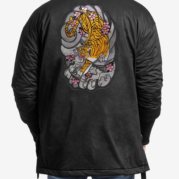 OLGYN Men’s Black Kimono Embroidery Jacket - Picture 2 of 4